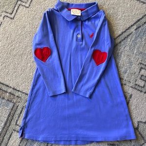 The Beaufort bonnet size 7, French blue dress with red accents